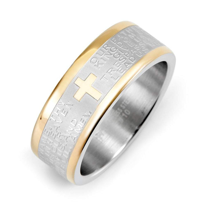 Two Tone Stainless Steel Lord's Prayer Ring