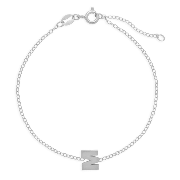 Sterling Silver Sideways Initial Bracelet