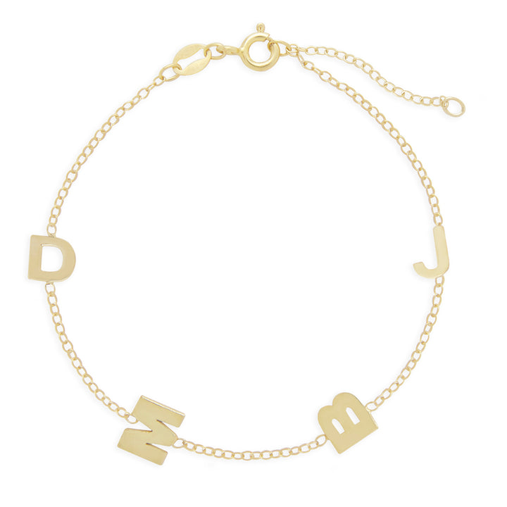 Gold Plated Sideways 4 Initial Bracelet