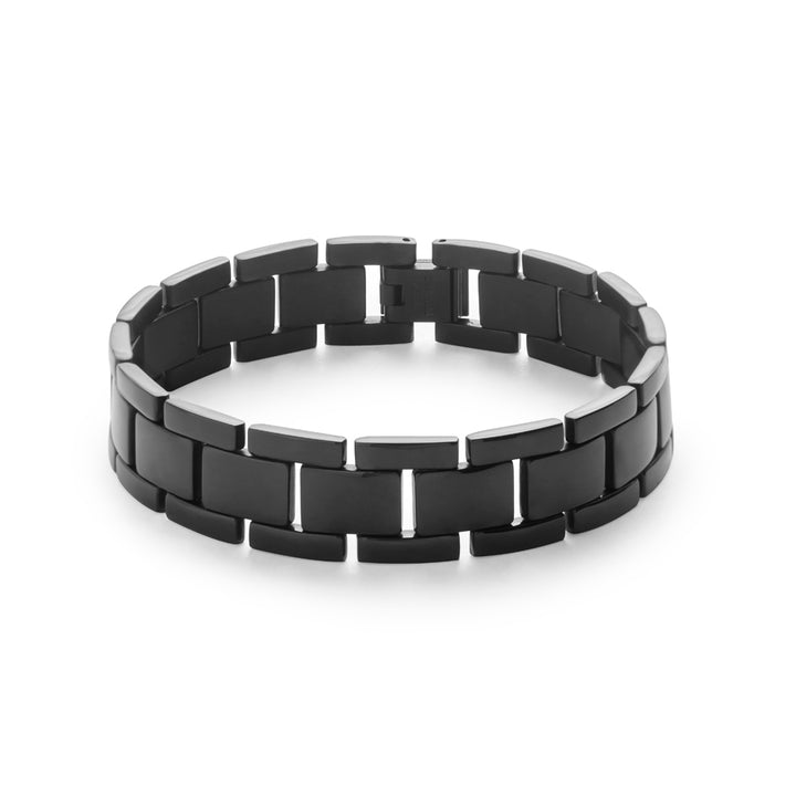 Men's Polished Black Stainless Steel Bracelet