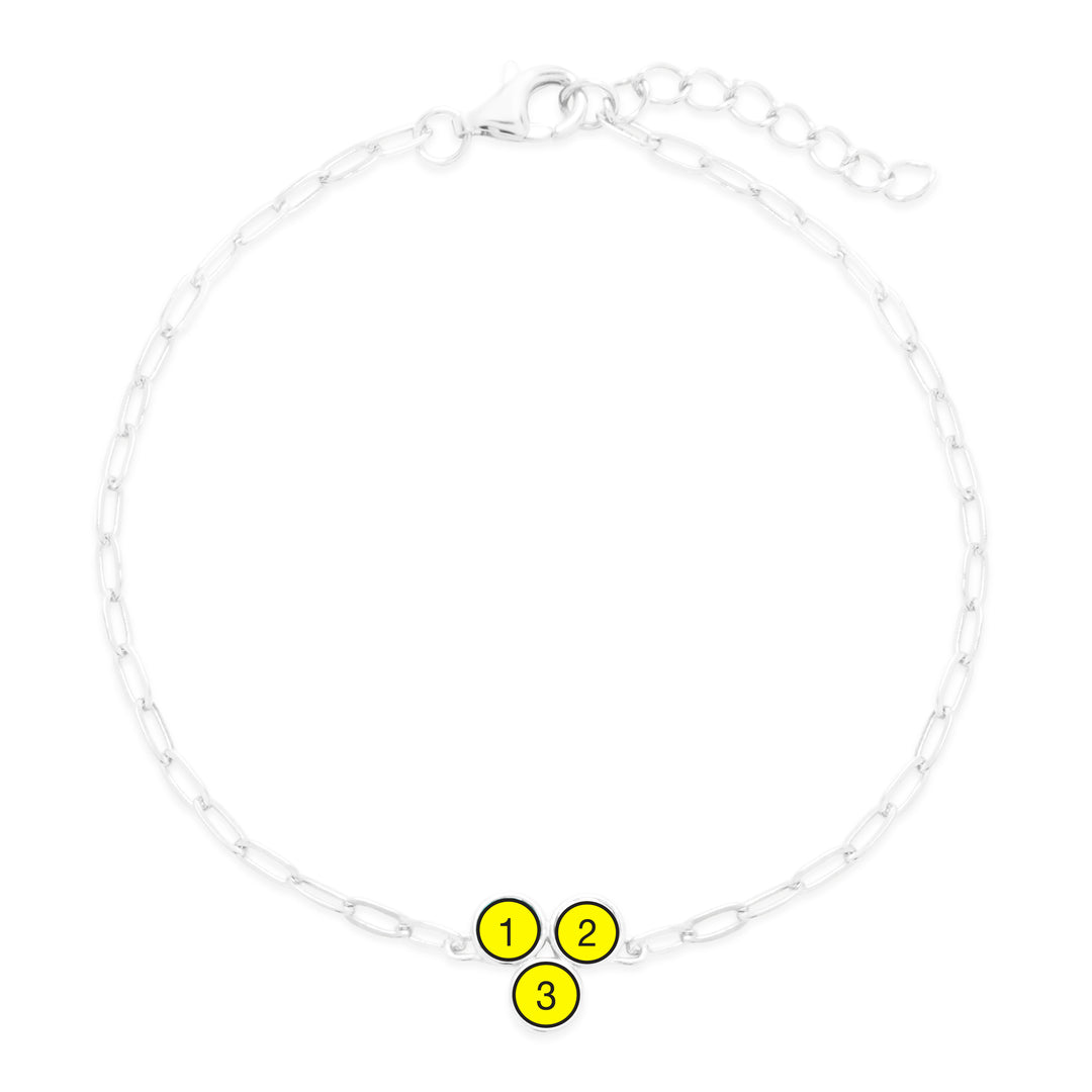 Custom Paperclip Chain Three Stone Flower Bezel Birthstone Bracelet