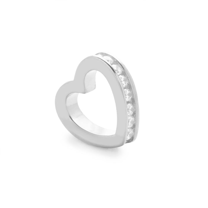 Silver April Eternity Heart Charm