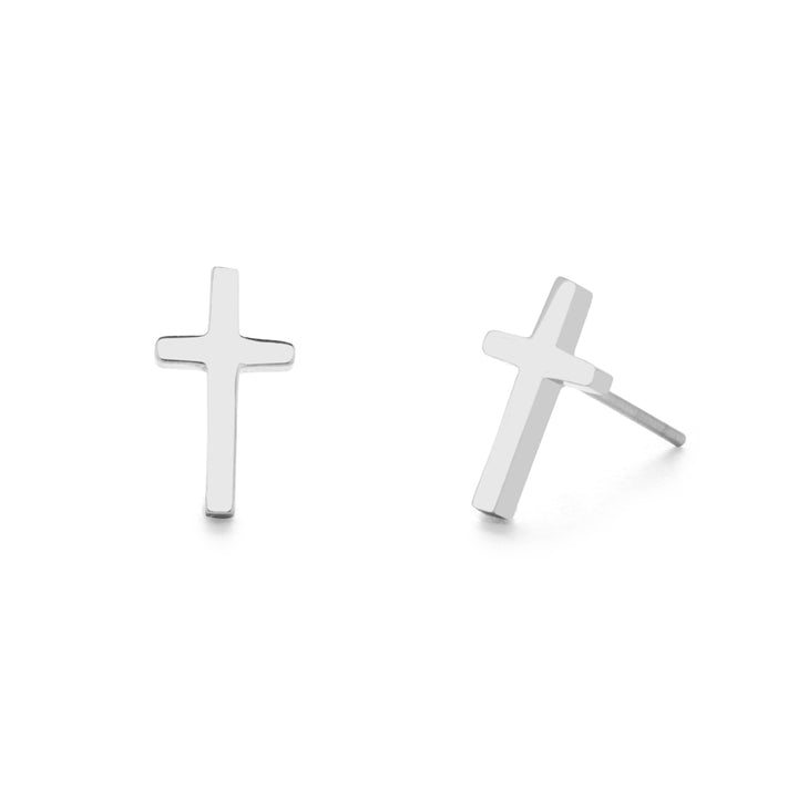 Stainless Steel Cross Stud Earrings