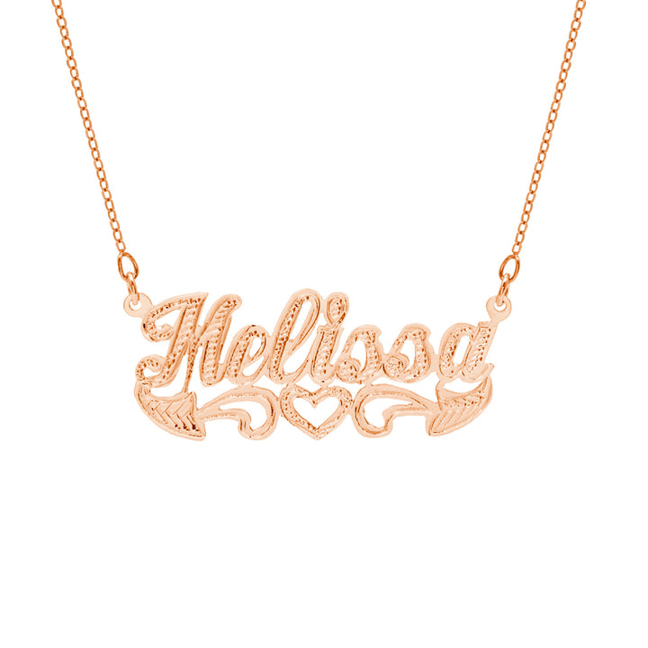 Rose Gold Vermeil Scriped Carved Name Plate Necklace