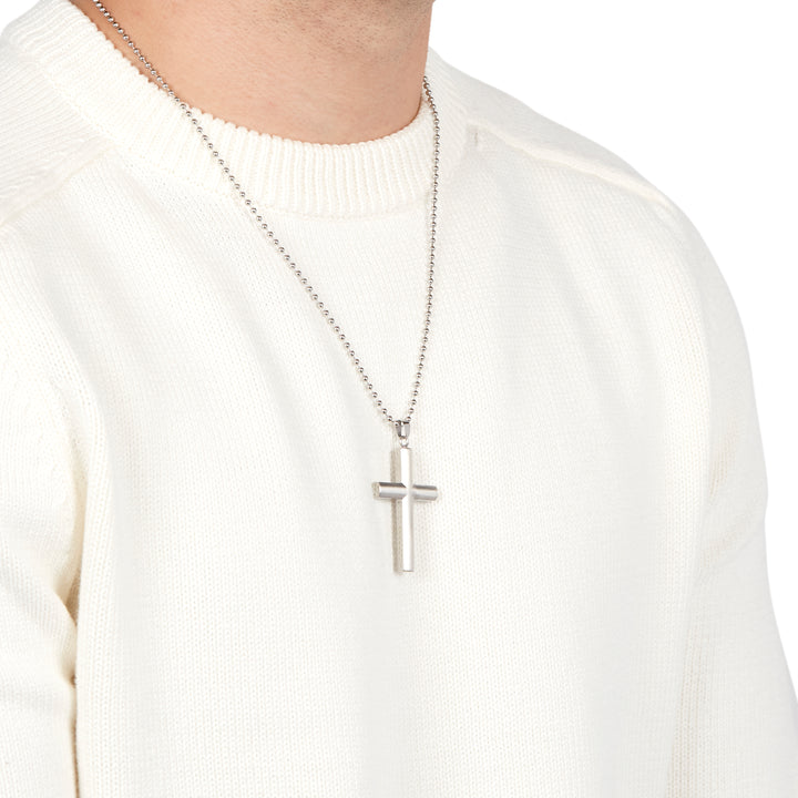 Men's Engravable Stainless Steel Cross Pendant