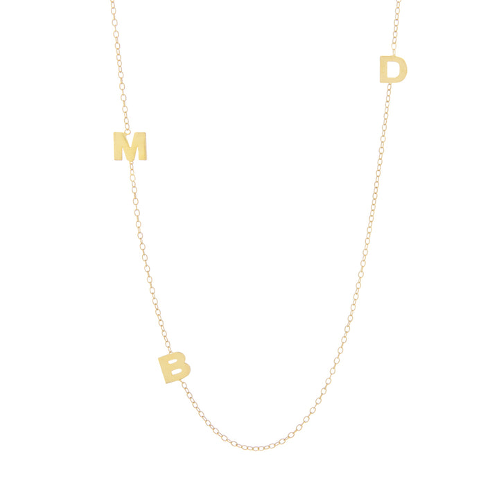 Gold Plated Sideways 3 Initial Necklace