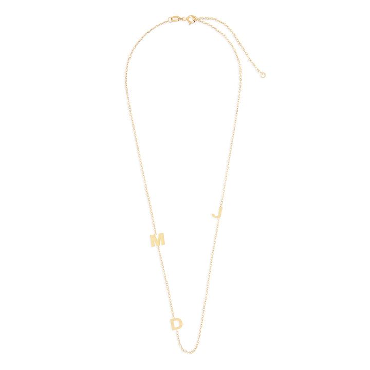 Gold Plated Sideways 3 Initial Necklace