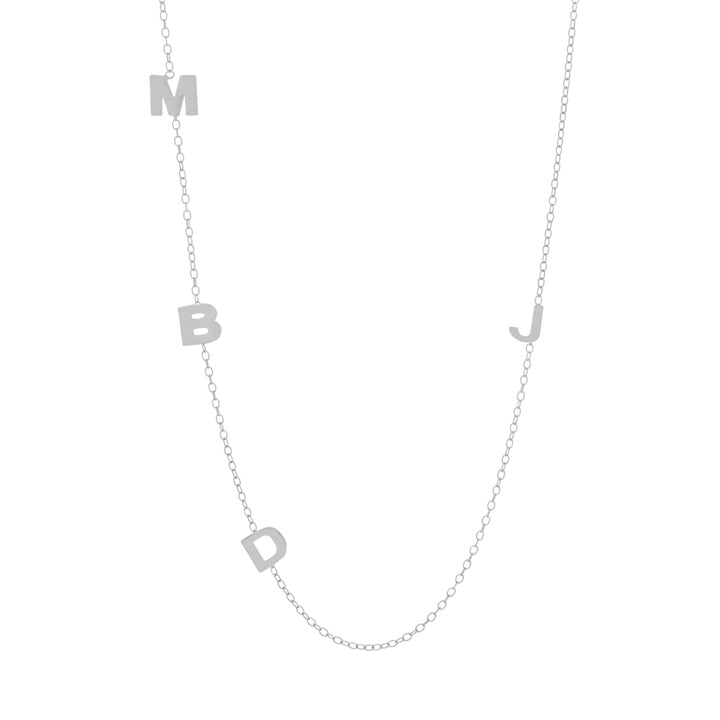 Sterling Silver Sideways 4 Initial Necklace