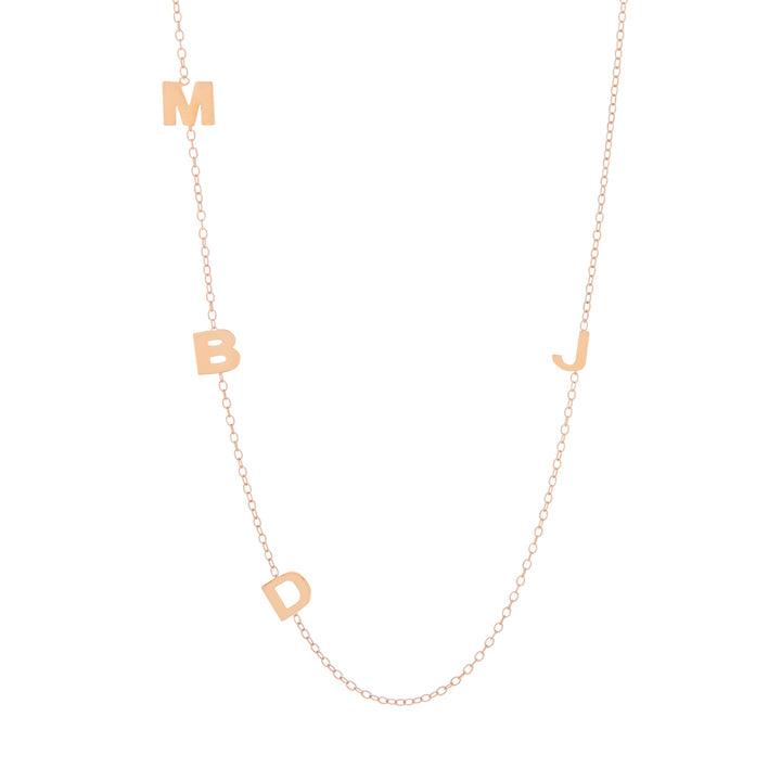 Rose Gold Plated Sideways 4 Initial Necklace