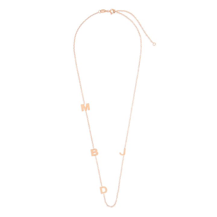 Rose Gold Plated Sideways 4 Initial Necklace