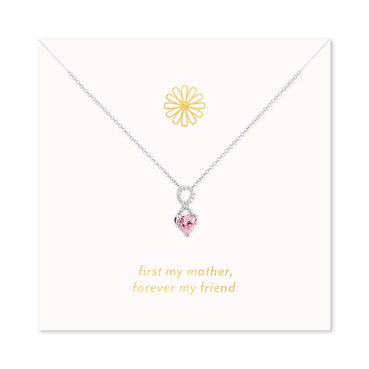 Forever My Friend Silver Infinity Heart Birthstone Necklace