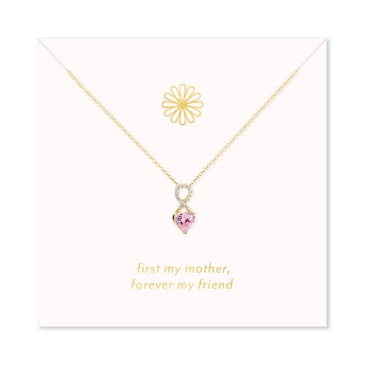 Forever My Friend Gold Infinity Heart Birthstone Necklace