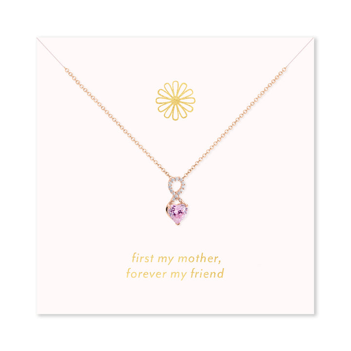 Forever My Friend Rose Gold Infinity Heart Birthstone Necklace