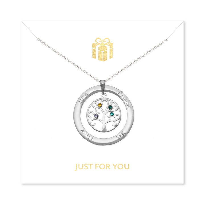 Just For You 4 Stone Personalized Birthstone Family Tree Pendant