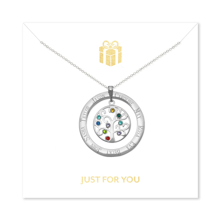 Just For You 9 Stone Personalized Birthstone Family Tree Pendant