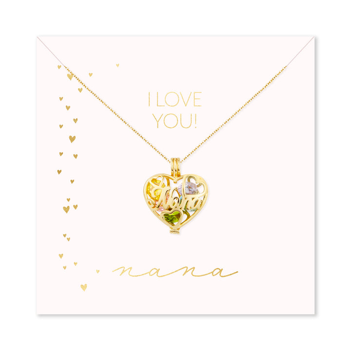 I Love You Nana Custom Nana Birthstone Gold Heart Locket