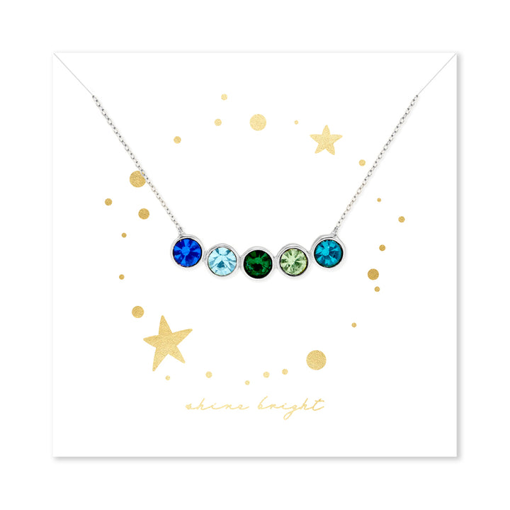 Shine Bright 5 Stone Birthstone Bezel Set Silver Necklace