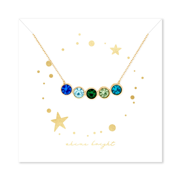 Shine Bright 5 Stone Birthstone Bezel Set Gold Necklace