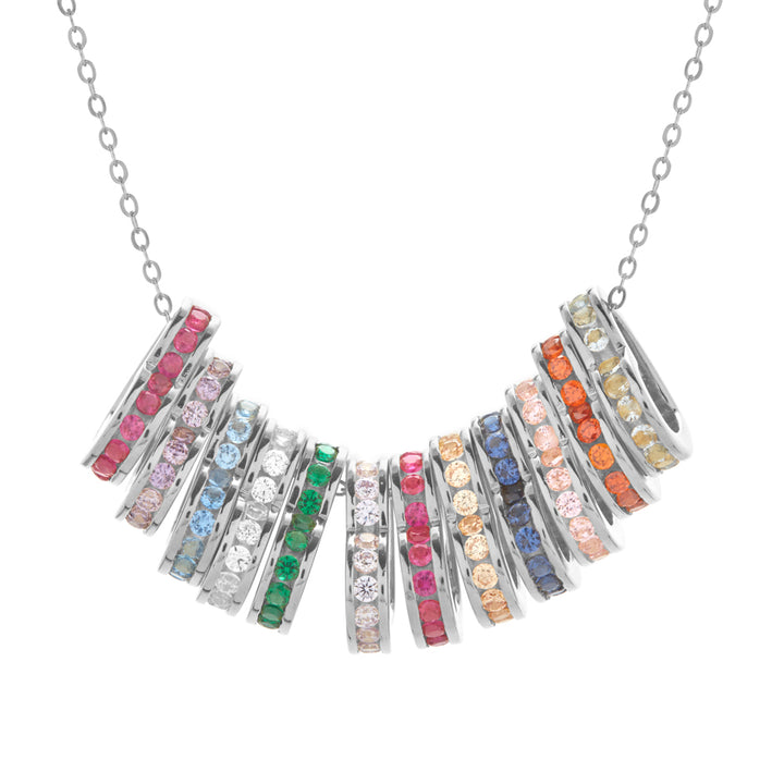 Personalized Stackable Birthstone Silver Eternity Heart Charm Necklace