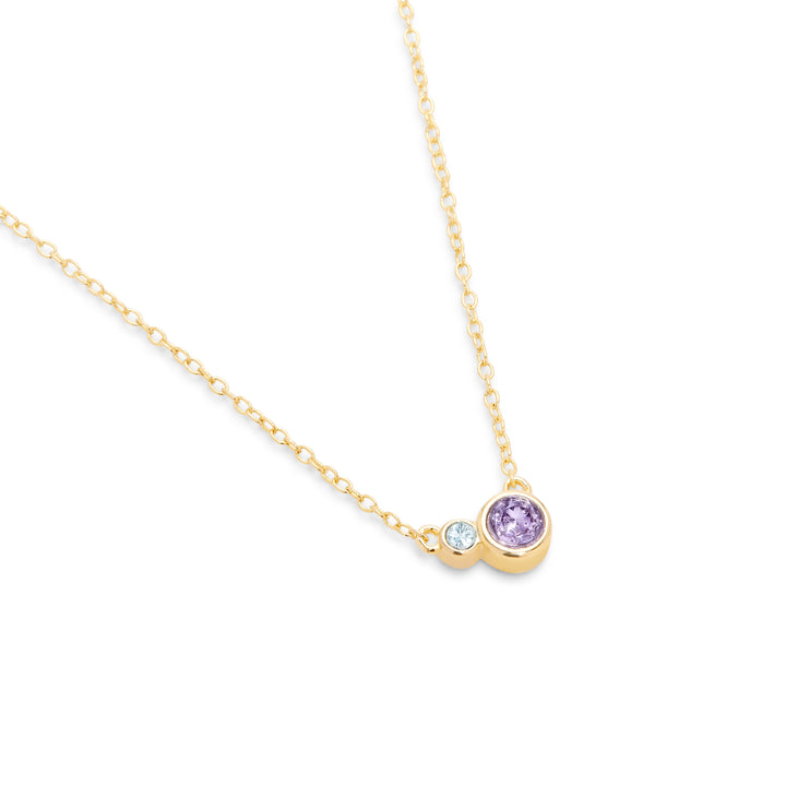 Two Birthstone Mother and Child Gold Necklace