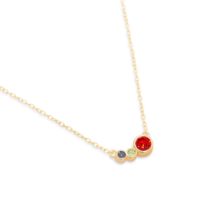 Three Birthstone Mother and Children Gold Necklace