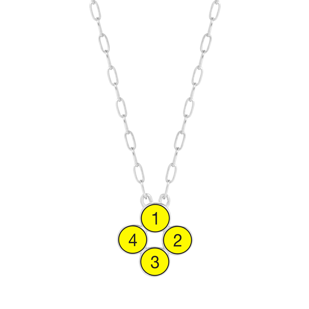 Custom Paperclip Chain Four Stone Flower Bezel Birthstone Necklace