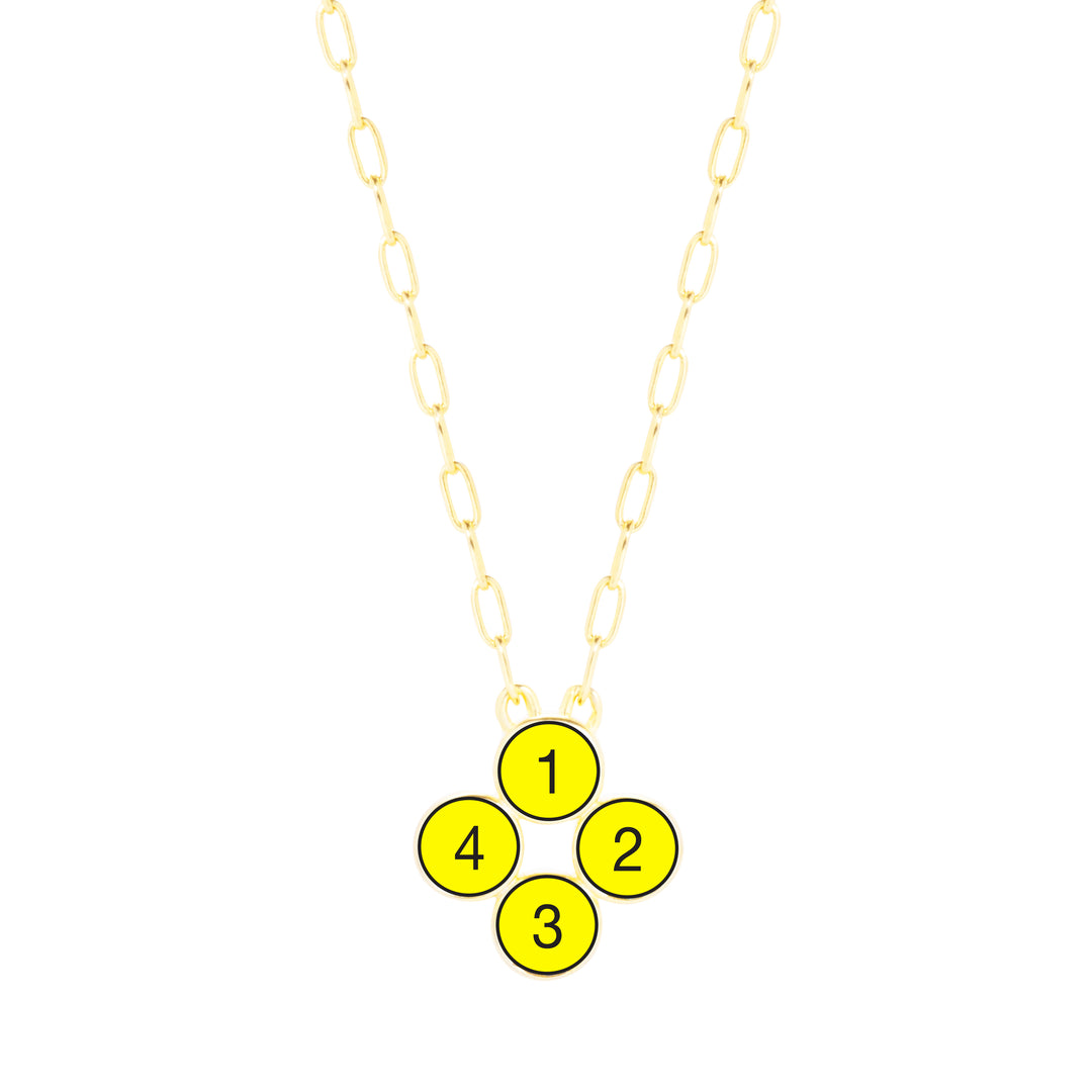 Custom Paperclip Chain Four Stone Gold Flower Bezel Birthstone Necklace