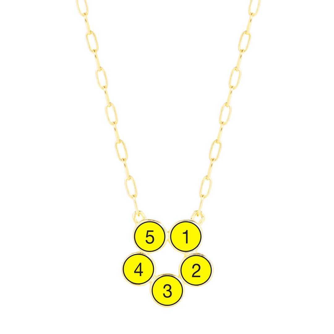 Custom Paperclip Chain Five Stone Gold Flower Bezel Birthstone Necklace