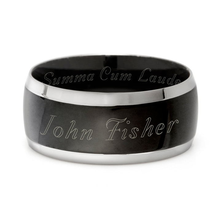 Black Plate Steel Lined Men's Graduation Class Ring