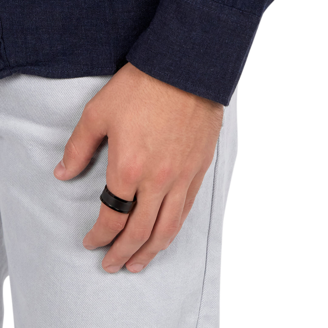 Men's Matte Black Center Ring