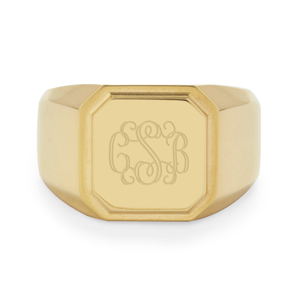 Men's Gold Plated Stainless Steel Square Signet Ring