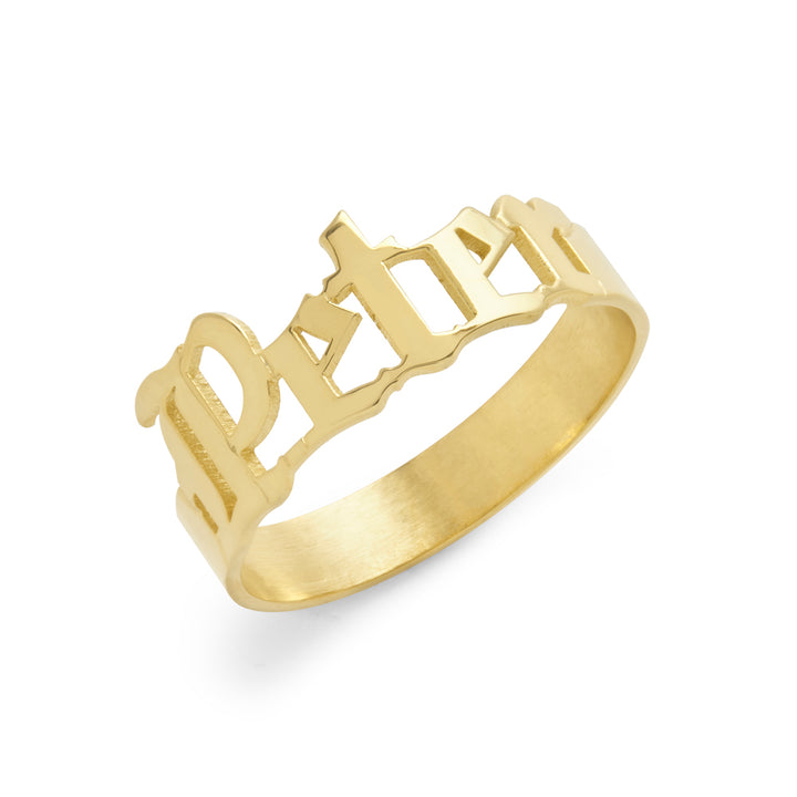 Men's Gothic Gold Name Ring