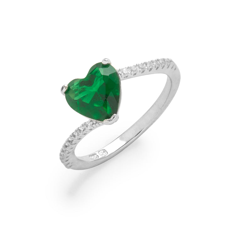 Custom Asymmetrical Heart Birthstone Ring