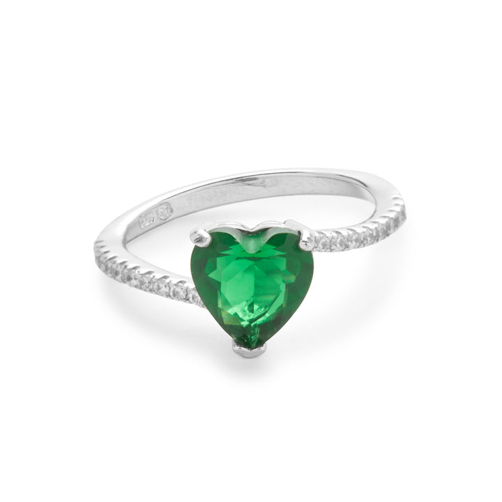 Custom Asymmetrical Heart Birthstone Ring