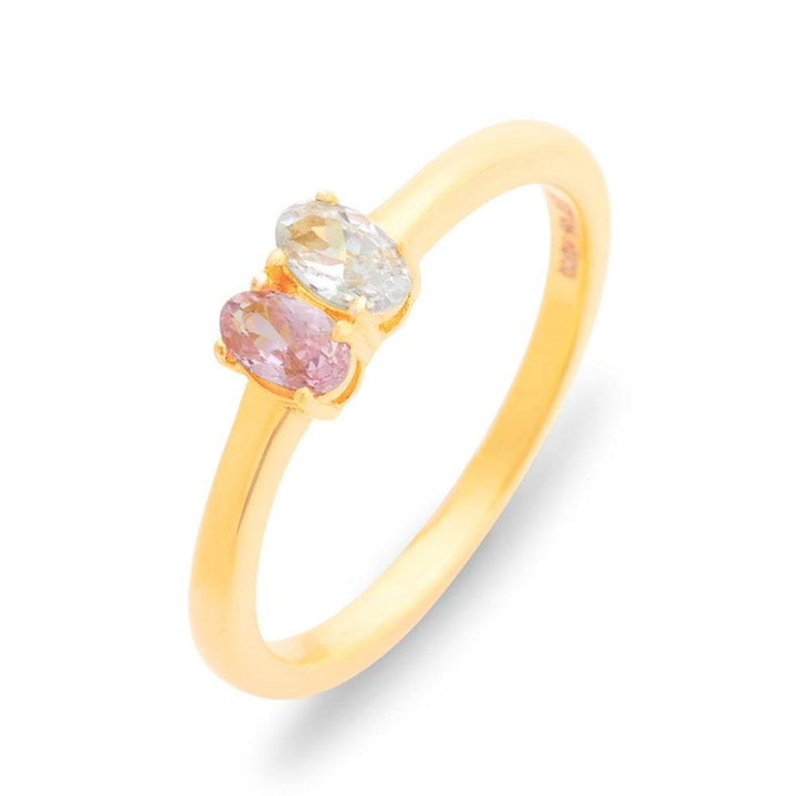 Petite 2 Stone Oval Birthstone Gold Ring