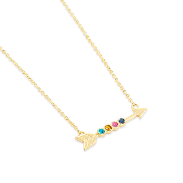 Custom Gold Four Birthstone Arrow Necklace