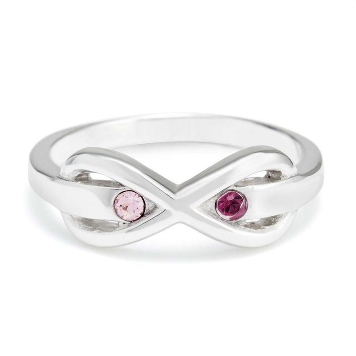 2 Stone Sterling Silver Infinity Birthstone Ring