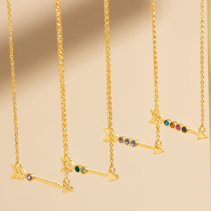 Custom Gold Birthstone Arrow Necklace