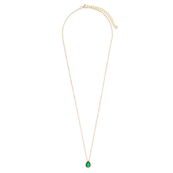 Gold Plated May Pear Cut Bezel Birthstone Necklace