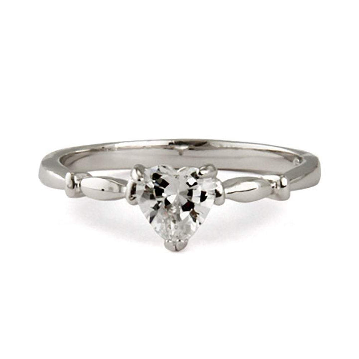 Sterling Silver Simple CZ Heart Ring