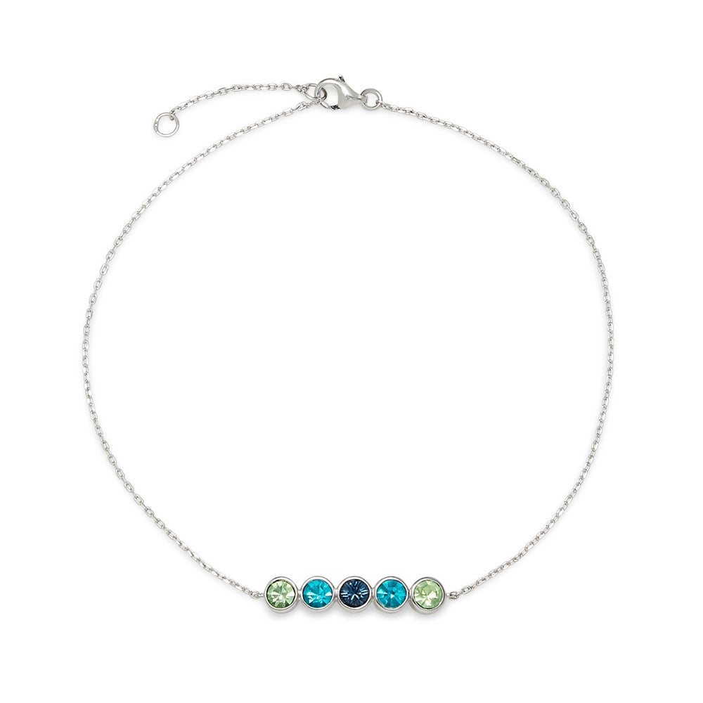 Five Stone Bezel Set Birthstone Silver Anklet