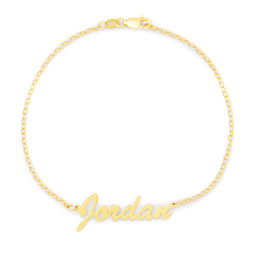 Thin Script Gold Name Anklet