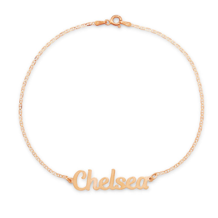 Magnolia Script Rose Gold Name Anklet