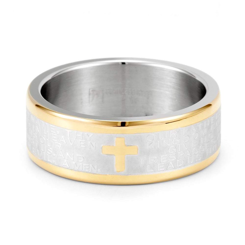 Two Tone Stainless Steel Lord's Prayer Ring