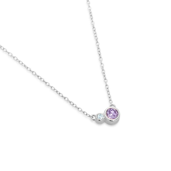 Two Birthstone Mother and Child Silver Necklace