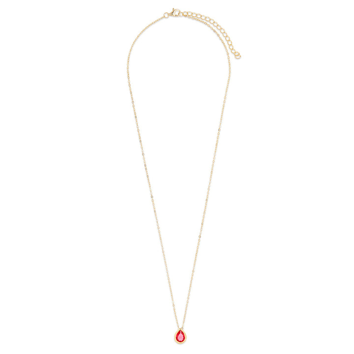 Gold Plated January Pear Cut Bezel Birthstone Necklace