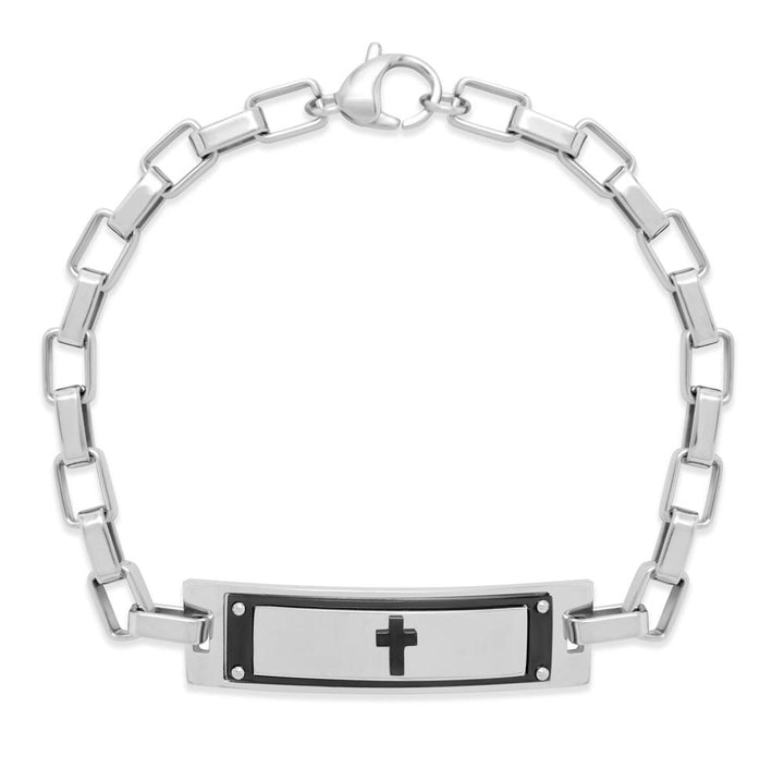 Men's Stainless Steel Cross Link Bracelet