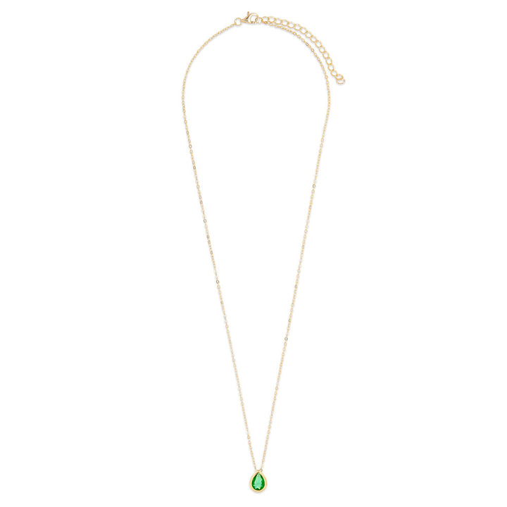 Gold Plated August Pear Cut Bezel Birthstone Necklace