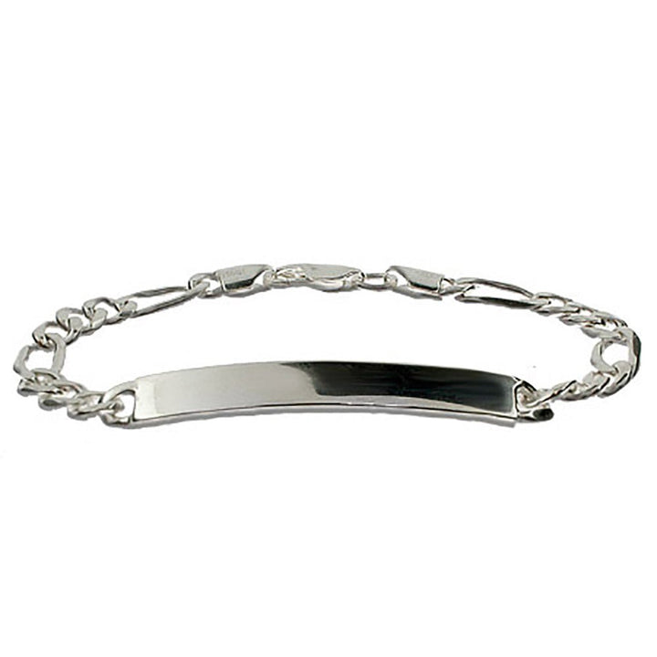 Sterling Silver 7 Inch Figaro Kids ID Bracelet