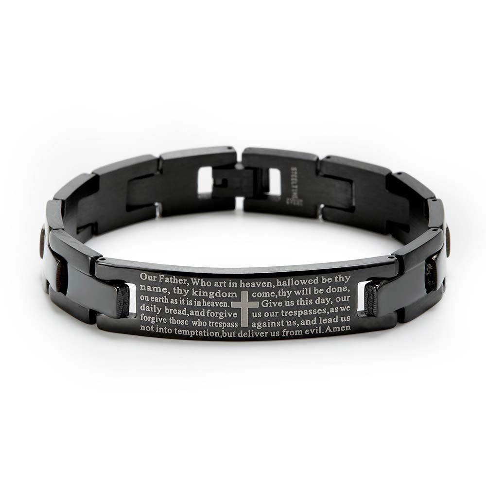 Engravable Black Lord's Prayer Bracelet